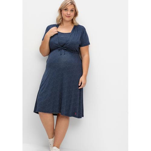 „Umstandskleid SHEEGO „“Große Größen““ Gr. 48, Normalgrößen, blau (nachtblau bedruckt) Damen Kleider Umstandskleider aus Jersey, mit Stillfunktion“