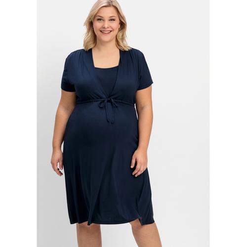 „Umstandskleid SHEEGO „“Große Größen““ Gr. 52, Normalgrößen, blau (nachtblau) Damen Kleider Umstandskleider aus Jersey, mit Stillfunktion“