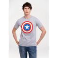 T-Shirt LOGOSHIRT "Marvel Comics - Captain America Logo" Gr. M, grau (grau, meliert) Herren Shirts T-Shirts