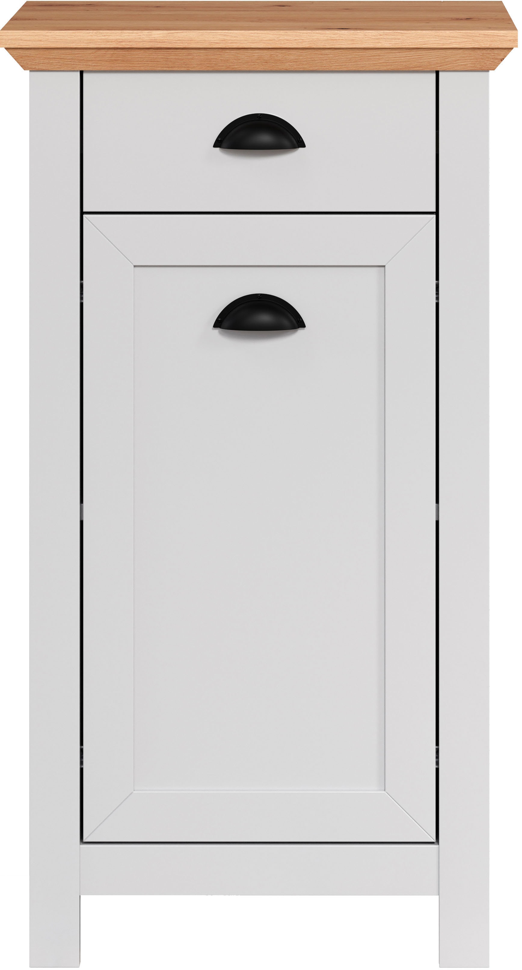 Badkommode HOME AFFAIRE, grau (lichtgrau melamin, artisan eiche nb), B:46cm H:84cm T:33cm, FSC-zertifizierter Holzwerkstoff, Sideboards, Unterschrank mit Muschelgriffen im Landhausstil - (B/T/H) 46/33/84 cm