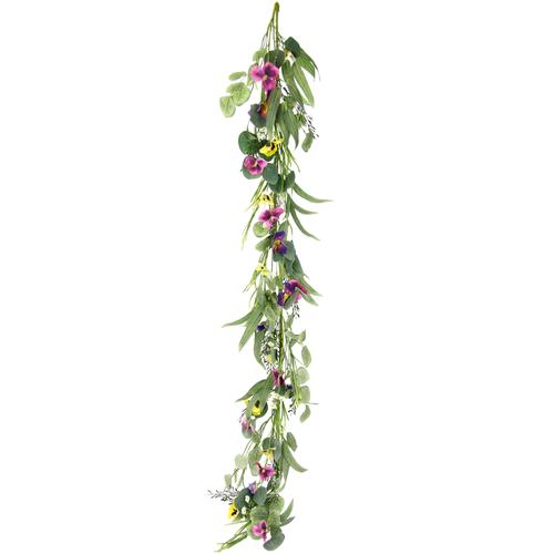 „Kunstblume I.GE.A. „“Stiefmütterchenranke““ Kunstpflanzen Gr. B/H/L: 16 cm x 155 cm x 12 cm, bunt Kunst-Blumen Blumenranke Stiefmütterchenranke Girlande EfeuRaum Wand Hochzeit“