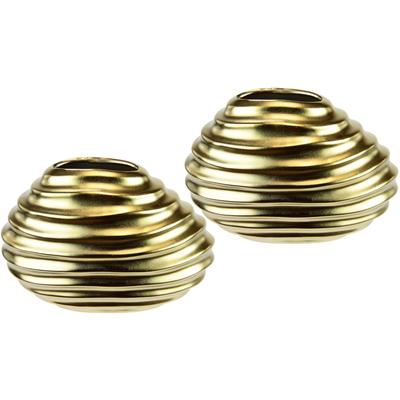 Dekovase I.GE.A. "Keramik-Vase", gold (goldfarben), B:16cm H:12cm, Keramik, Vasen, 2er Set Kleine Vase Weiß Modern Keramik Tisch Küche Büro Pampasgras Image