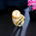 BeaQueen – bague pavée de grosses perles cubiques en zircone bijoux de luxe plaqué or dubaï pour