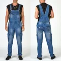 Men's Jeans Fashion Multi-pocket Denim Jumpsuit Denim Overalls Trousers Blue Fashion Pants