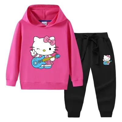 Hello Kitty – sweat à capuche et pantalon pour filles deux pièces vêtements pour enfants en coton