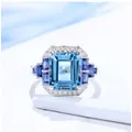 Bague de forme carrée plaquée or blanc pour femme bijoux de luxe Kendning aigue-marine tanzanite