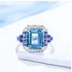 Bague de forme carrée plaquée or blanc pour femme bijoux de luxe Kendning aigue-marine tanzanite