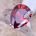 Bague magique pour femmes multicolore rouge grenat plaqué argent taille 6 / 7 / 8 / 9 R0896