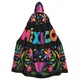 Cape de Sorcière Unisexe à Capuche en Polyester Motif Traditionnel Mexicain Coloré Accessoire de