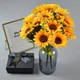 Arrangement de fleurs décoratif réutilisable frais Simulation Bouquet de tournesol Faux décor de