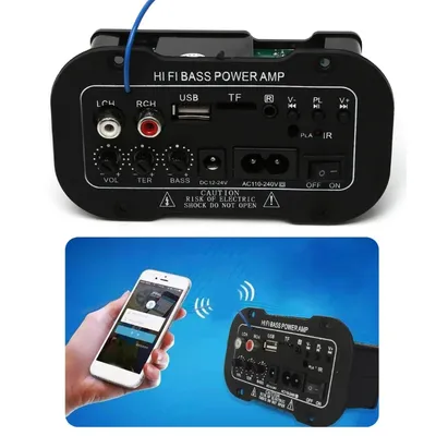 Caisson de basses 25W compatible Bluetooth pour voiture carte d'amplification de basses Hi-Fi TF