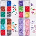 Fleurs acryliques colorées 3D pour ongles 6 grilles breloque perles mélangées perle fleur