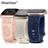 Wearlizer – bracelet Floral gravé pour Apple Watch en Silicone 49mm 45mm 44mm 42mm 41mm 40mm pour