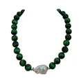 Y · YING – collier de perles Keshi blanc 14mm rond vert 18.5 pouces culture d'oeil de tigre