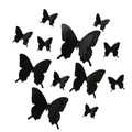 Autocollant mural papillon Pteris noir 3D 12 pièces Stickers muraux artistiques pour salon