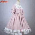 Robe Lolita d'été à manches courtes pour femmes costume doux col beurre adt robes à lacets