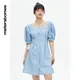 Metersbonwe-Mini robe en denim pour femmes vêtement d'été en coton sexy imprimé jupe trapèze