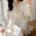 Ensemble de Pyjama Élégant pour Femme et Fille Vêtements de Nuit Cardigan Tenue de Maison