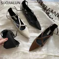 SUOJIALUN – ballerines plates en cuir souple pour femmes chaussures de printemps peu profondes à