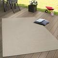 Paco Home - Tappeto Tessitura Piatta Esterno e Interno Tappeti Terrazze Look Naturale Beige 140x200