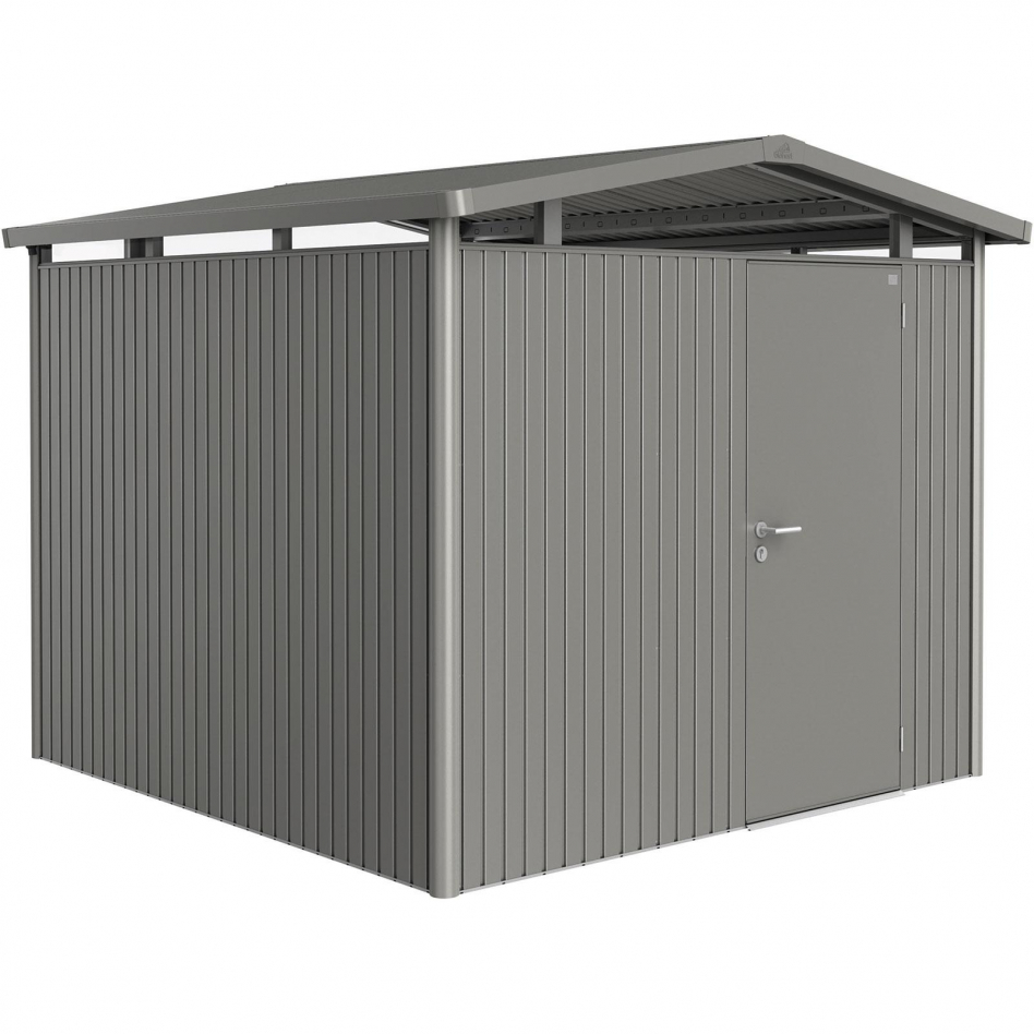 Biohort Gerätehaus Panorama quarzgrau-metallic Geräteschuppen, Standardtür, P4 (273x278 cm) Image