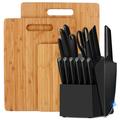 Smith Barton 15-Piece Cutter Set w/ 3 Kitchen Chopping Boards Stainless Steel in Black/Gray | Wayfair BSKS-06