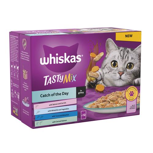 96x85g Catch of the Day in Gravy 1+ Whiskas Tasty Mix Wet Cat Food