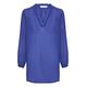 Cream Damen Women's Blouse Tunic Longline V-Neck Frill Details Long Sleeves Tunika-Shirt, Sodalite Blue, 42