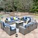 Latitude Run® Bobia 13 Piece Wicker Sofa Seating Group w/ Cushions Synthetic Wicker/All - Weather Wicker/Wicker/Rattan in Blue | Outdoor Furniture | Wayfair