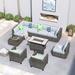 Latitude Run® Reniyah 11 Piece Sofa Seating Group w/ Cushions Synthetic Wicker/All - Weather Wicker/Wicker/Rattan in Gray | Outdoor Furniture | Wayfair