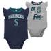 Girls Newborn & Infant Navy/Heather Gray Seattle Mariners Little Fan Two-Pack Bodysuit Set