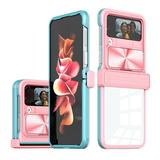 K-Lion for Samsung Galaxy Z Flip 4 Case Crystal Clear Back Sliding Window Camera Lens Protection Transparent HD Acrylic Soft TPU Hard PC Anti-Scratch Hybrid Slim Fit Case for ZFlip 4 6.7 Pink