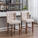 Modern and Comfortable Style Design Set of 2 Upholstered 27" Seat Height Bar Stools with Tufted Back and Wood Legs for Bar