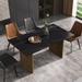 63 Inch Modern Marble Dining Table, Sintered Stone Table Top,Carbon Steel Base,for Up To 6