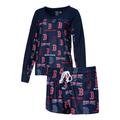 Women's Concepts Sport Navy Boston Red Sox Breakthrough Long Sleeve V-Neck T-Shirt & Shorts Sleep Set