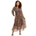 Plus Size Women's Tiered Lorelai Maxi Dress by June+Vie in Natural Cheetah (Size 14/16)