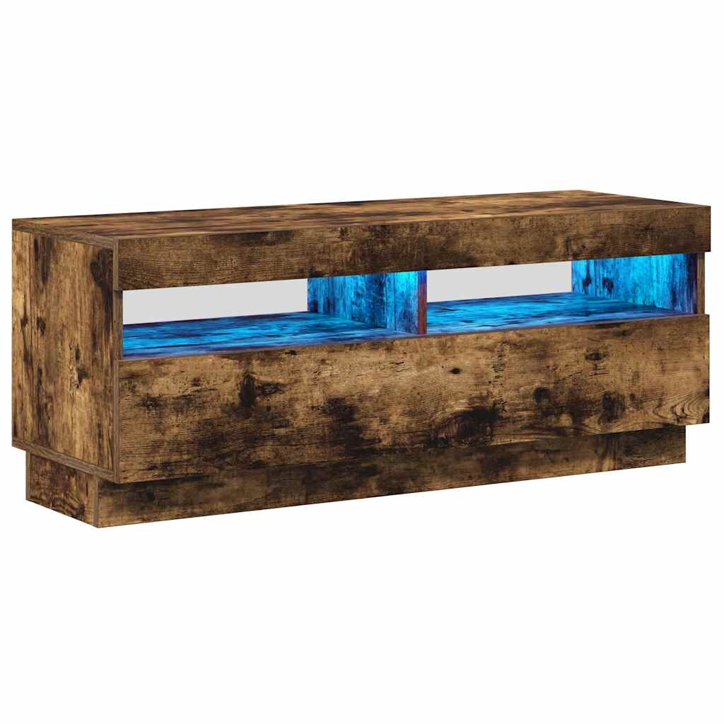 vidaXL TV-Schrank mit LED-Leuchten Räuchereiche 100x35x40 cm Image