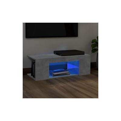 vidaXL TV-Schrank mit LED-Leuchten Betongrau 90x39x30 cm