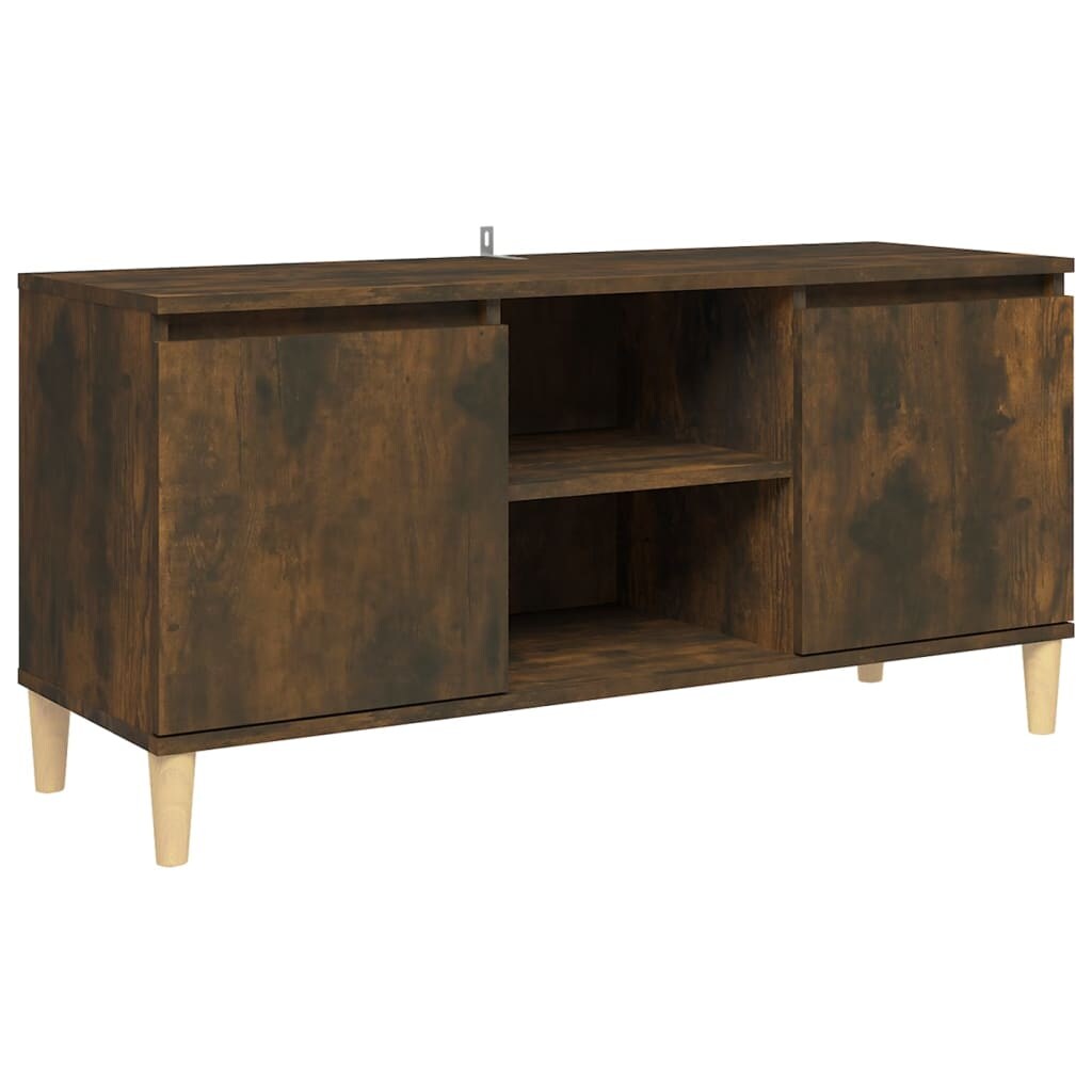vidaXL TV-Schrank mit Massivholz-Beinen Räuchereiche 103,5x35x50 cm Image
