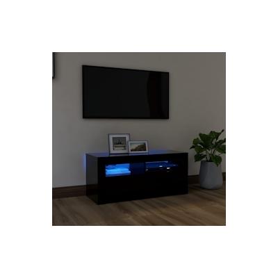 vidaXL TV-Schrank mit LED-Beleuchtung Schwarz 90x35x40 cm