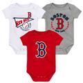 Infant Red/White/Heather Gray Boston Red Sox Biggest Little Fan 3-Pack Bodysuit Set