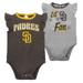 Girls Newborn & Infant Brown/Heather Gray San Diego Padres Little Fan Two-Pack Bodysuit Set