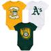 Newborn & Infant Gold/Green/White Oakland Athletics Minor League Player Three-Pack Bodysuit Set