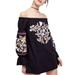 Free People Dresses | Free People Fleur De Jour Boho Peasant Dress Off Shoulder Embroidered | Color: Black | Size: S