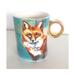 Anthropologie Kitchen | Anthropologie Red Fox Mug By Lauren Carlson Walcott - Gold Loop Handle | Color: Blue/Gold | Size: Os