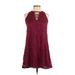 Liberty Love Casual Dress - A-Line Crew Neck Sleeveless: Burgundy Print Dresses - Women's Size Small