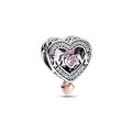 PANDORA Moments Bicolor Offen gearbeitetes Mum & Herz Charm mit Zirkonia Moments Collection, kompatibel Moments Armbändern, 782653C01