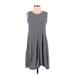 Style&Co Casual Dress - A-Line Crew Neck Sleeveless: Blue Chevron/Herringbone Dresses - Women's Size X-Small