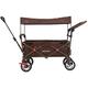 FUXTEC folding/foldable wagon - hand cart - garden trolley - carriage of children - outdoor - transport - fishing - hiking - removable canopy – push handle/pull rod – dual brake system – CT700 Brown