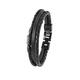 s.Oliver bracelet stainless steel carbon/leather men's arm jewelry, 20+1.5 cm, silver, Comes in jewelry gift box, 2022637